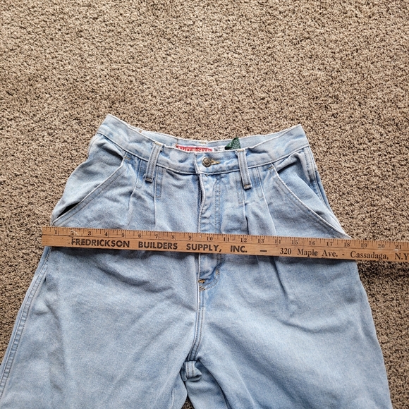 American Eagle Authentic Mountain Blue Denim Womens Jeans 7/8 Vintage Pleated - Picture 10 of 11